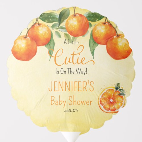 A Little Cutie Citrus Watercolor Baby Shower Balloon
