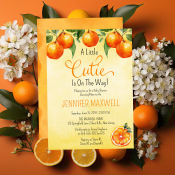 A Little Cutie Citrus Watercolor Baby Shower Invitation by holidayhearts at Zazzle