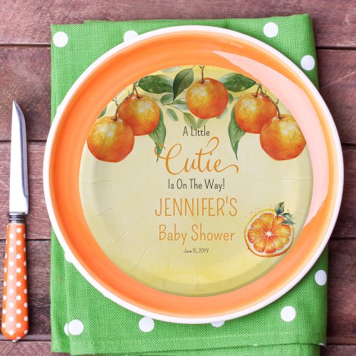 A Little Cutie Citrus Watercolor Baby Shower Paper Plates