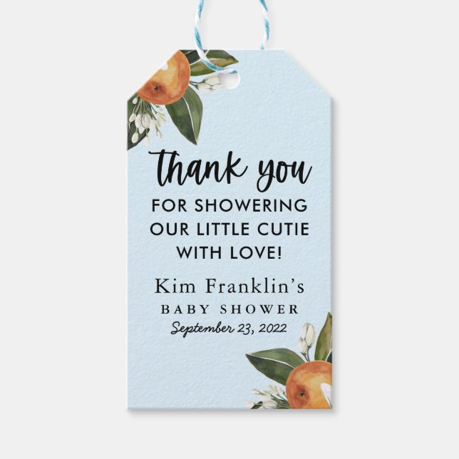 A Little Cutie Clementine BABY SHOWER Favor Gift T Tags (Front)