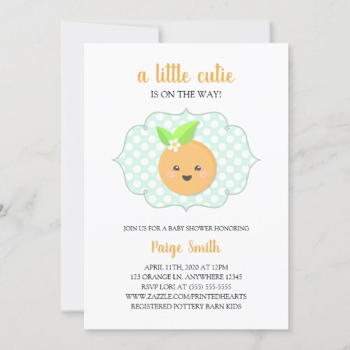 A Little Cutie Clementine Baby Shower _ Orange Invitation