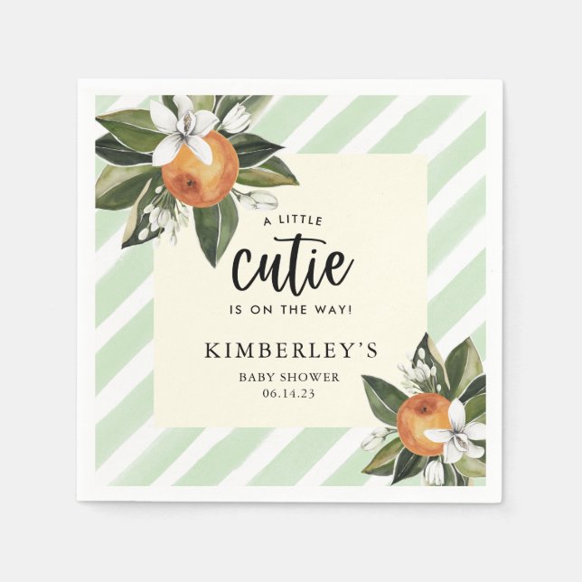 A Little Cutie Clementine BABY Shower Paper Napkins (Front)