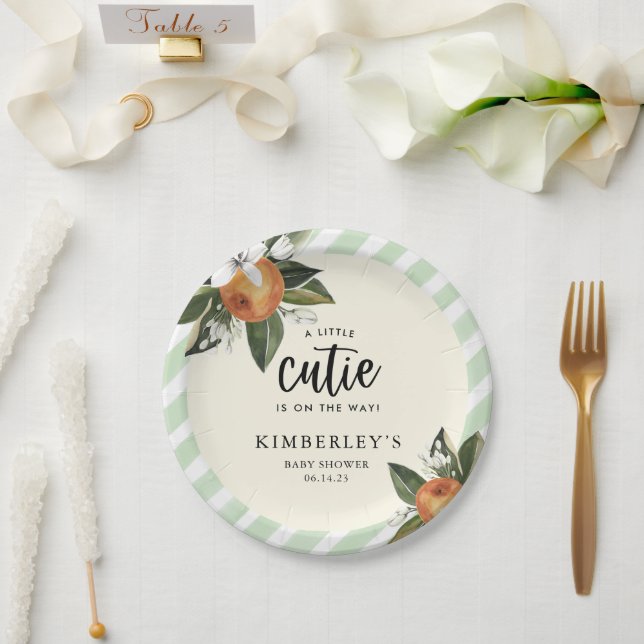 A Little Cutie Clementine BABY Shower Paper Plates (Wedding)