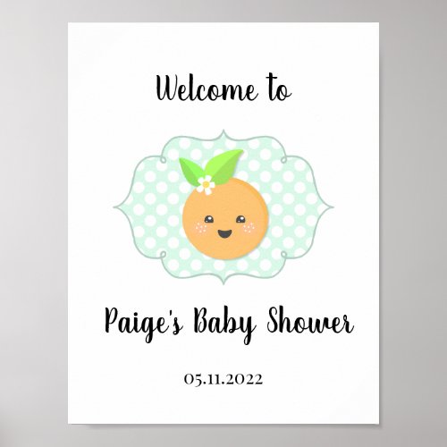 A Little Cutie  Clementine Baby Shower Welcome Poster