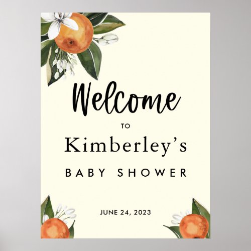 A Little Cutie Clementine BABY SHOWER Welcome Sign