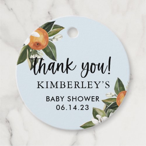 A Little Cutie Clementine Boy BABY Shower Party Favor Tags