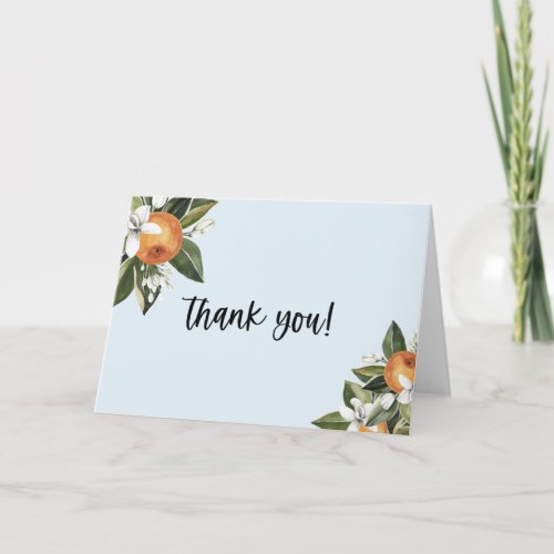 A Little Cutie Clementine Boy BABY Shower Party Thank You Card