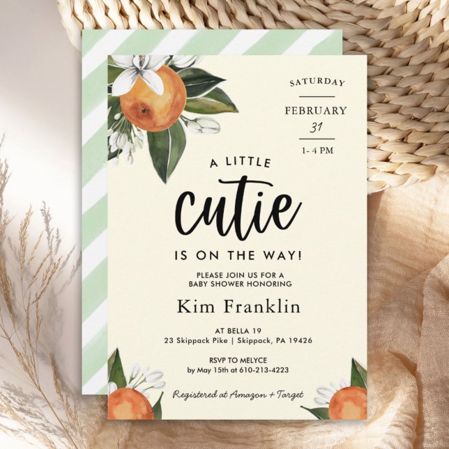 A Little Cutie Clementine Gender Neutral SHOWER Invitation (Creator Uploaded)