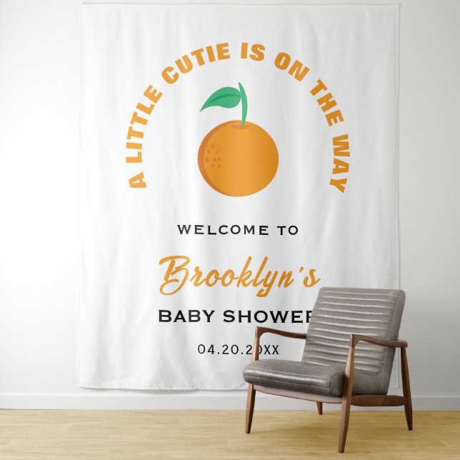 A Little Cutie Gender Neural Baby Shower Backdrop (In Situ)