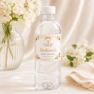 A Little Cutie Gender Neutral Baby Shower Water Bottle Label