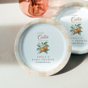 A Little Cutie Gender Neutral Citrus Baby Shower Paper Plates