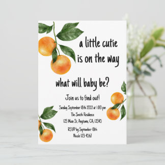 A Little Cutie Gender Reveal Invitation