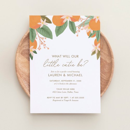 A Little Cutie Gender Reveal Party Invitation