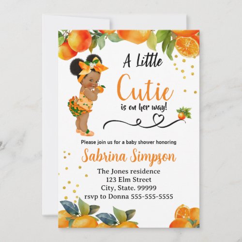 A little Cutie is on her Way Baby Shower Invite