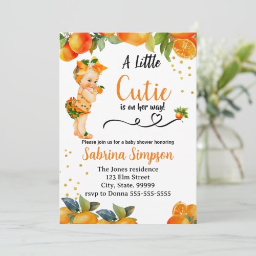 A little Cutie is on her Way Baby Shower Invite