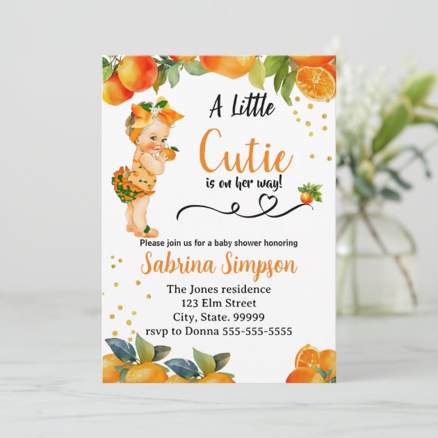 Banner 'A Little Cutie Is On Her Way' – Orangefarben Glitzernd, Ca. 15,2 Cm Pro Buchstabe, Für Babyparty & Geburtstagsdeko