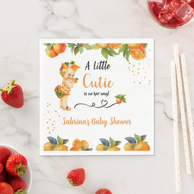 A little Cutie is on her Way Baby Shower Napkins (Insitu)