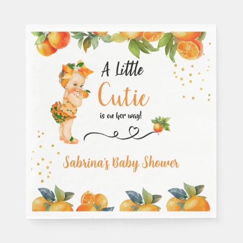 A little Cutie is on her Way Baby Shower Napkins