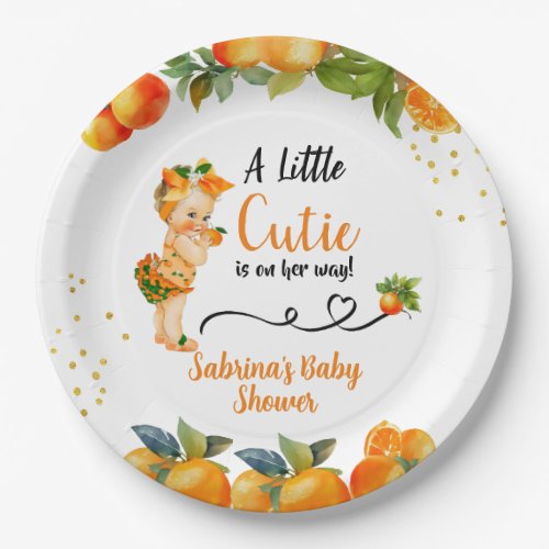 A little Cutie is on her Way Baby Shower  Paper Plates