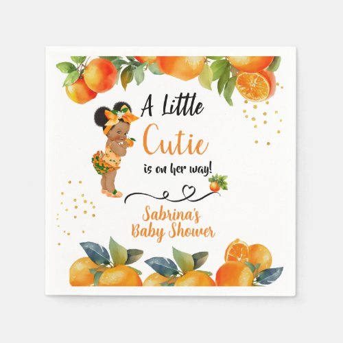 A little Cutie is on her Way Baby Shower Plates Napkins