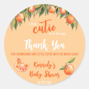 A Little CUTIE is on the Way! Baby Shower Classic Round Sticker