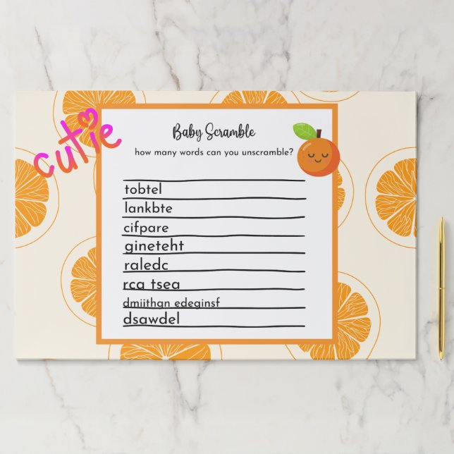 A Little Cutie Is on the Way Baby Shower Games Paper Pad (Insitu)