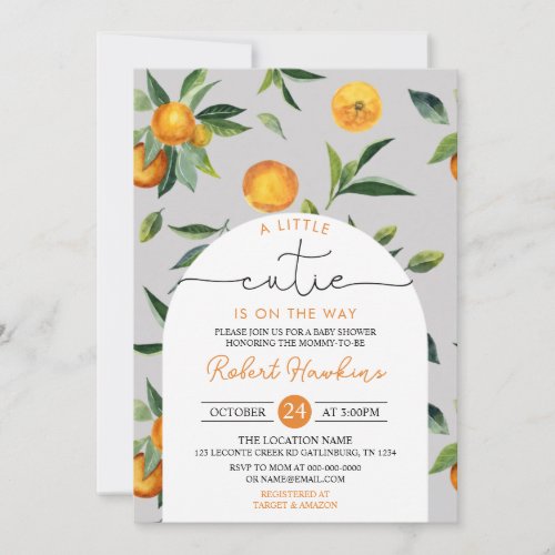 A Little Cutie is on the way Baby Shower Invitatio Invitation