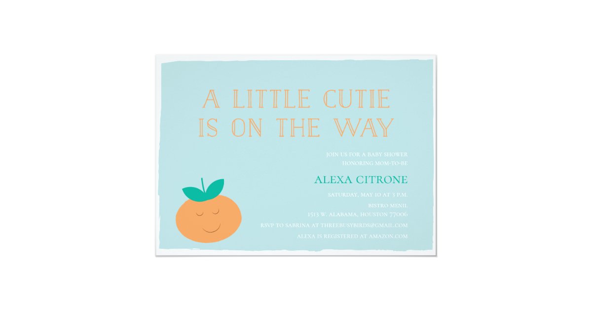 A little cutie is on the way baby shower invitation