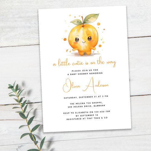 A Little Cutie is on the Way Baby Shower Invitation