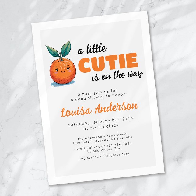 A Little Cutie is on the Way Baby Shower Invitation (Creator Uploaded)