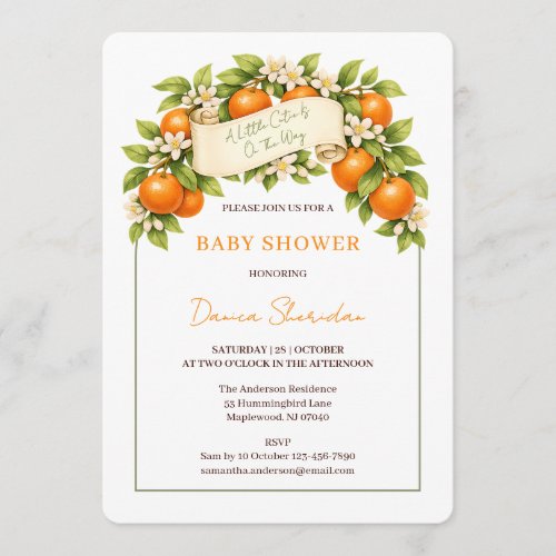 A Little Cutie Is On The Way Baby Shower Invitation