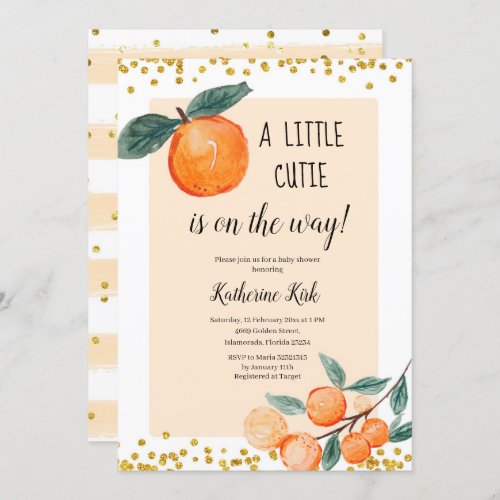 A Little Cutie is on the way Baby Shower Invitation