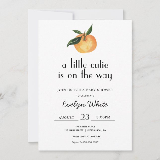 A little cutie is on the way Baby Shower Invitation (Front)