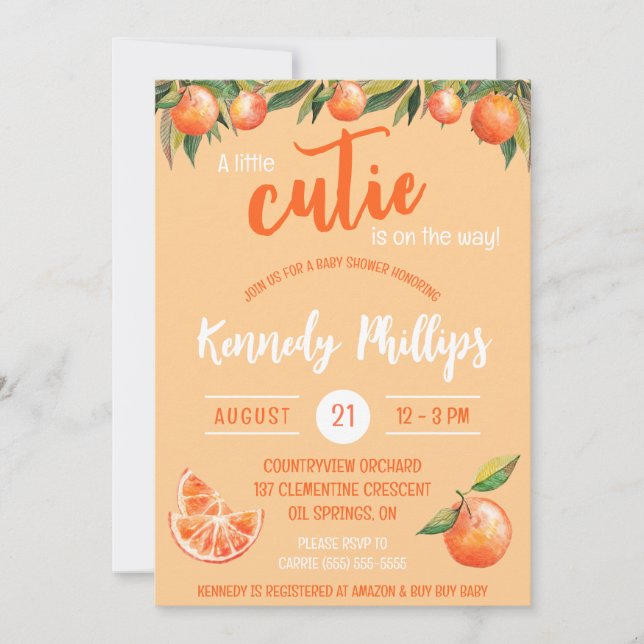 A Little CUTIE is on the Way!  Baby Shower Invitation (Front)