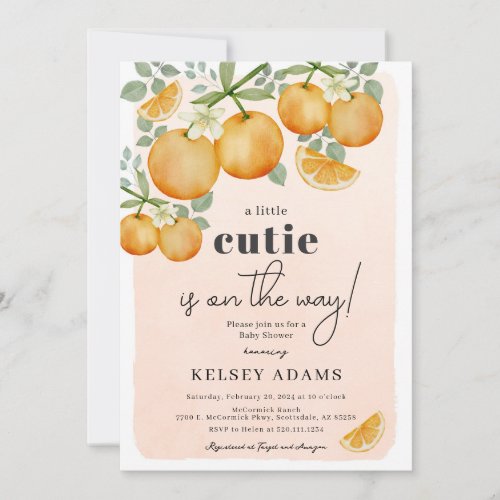 A Little Cutie is on the Way Baby Shower Invite
