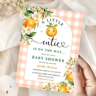 A Little Cutie Is On The Way! Baby Shower Orange Invitation