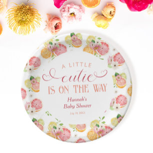 A Little Cutie is on the Way Baby Shower Paper Plates