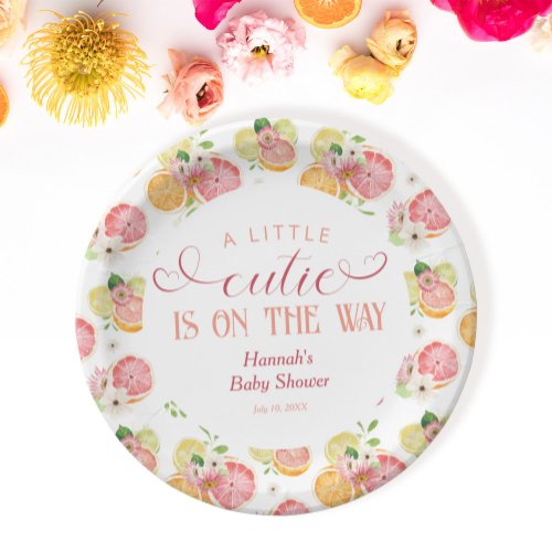 A Little Cutie is on the Way Baby Shower Paper Plates