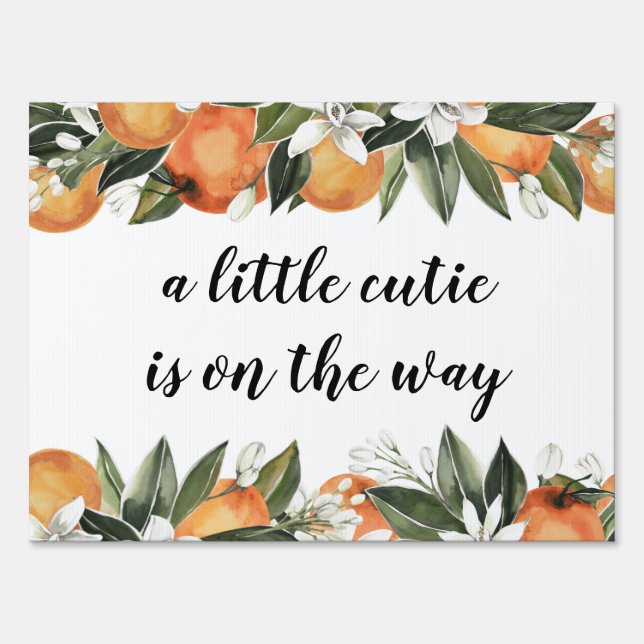 A Little Cutie is on the Way Baby Shower Sign (Front)