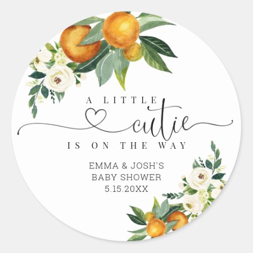 A Little Cutie Is On The Way Baby Shower Sticker