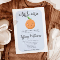 A Little Cutie Is On The Way Blue Baby Shower Invitation