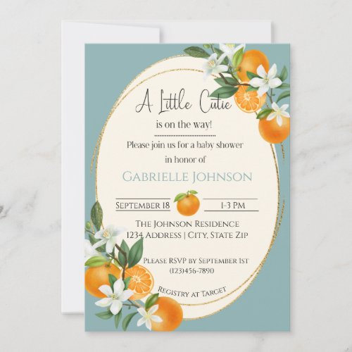 A Little Cutie is on the way boy baby shower  Invitation