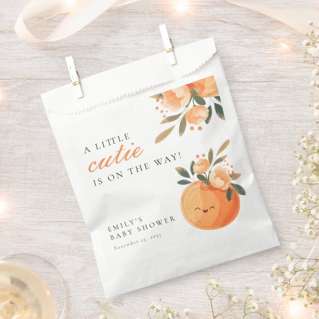 A Little Cutie Is On The Way Citrus Baby Shower Favor Bag (Clipped)