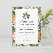 A Little Cutie is on the Way Citrus Baby Shower Invitation (Standing Front)