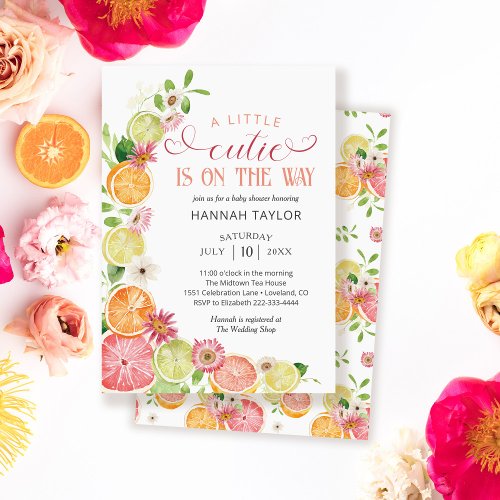 A Little Cutie is on the Way Citrus Baby Shower Invitation