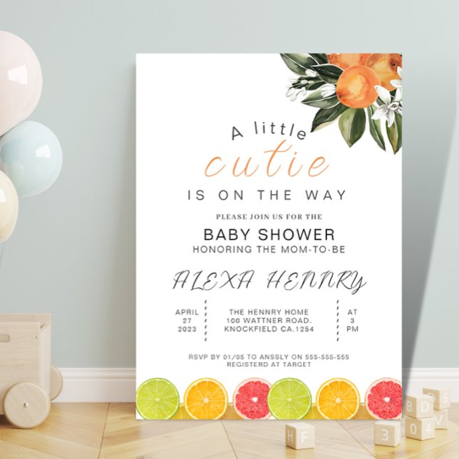A little cutie is on the way citrus baby shower invitation (Creator Uploaded)