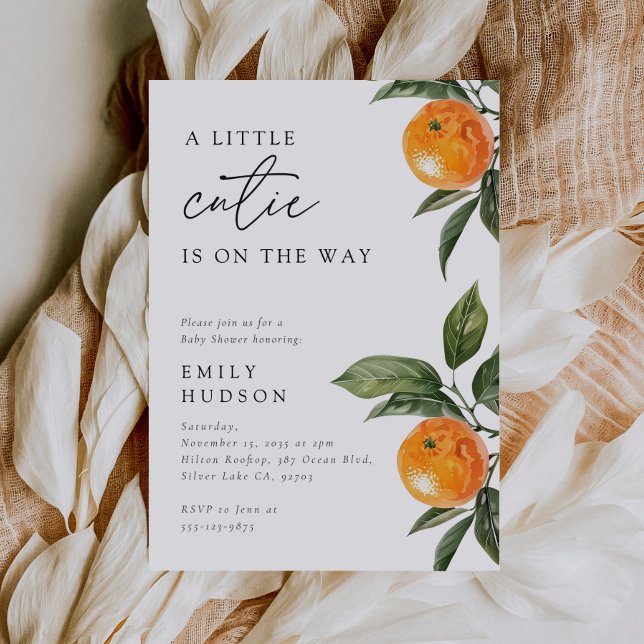 A Little Cutie Is On The Way Citrus Baby Shower Invitation (Creator Uploaded)