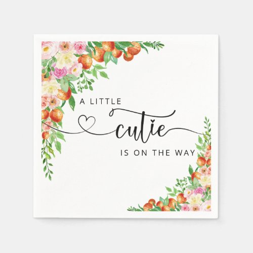 A little cutie is on the way citrus baby shower napkins