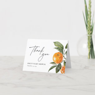 A Little Cutie Is On The Way Citrus Baby Shower Thank You Card