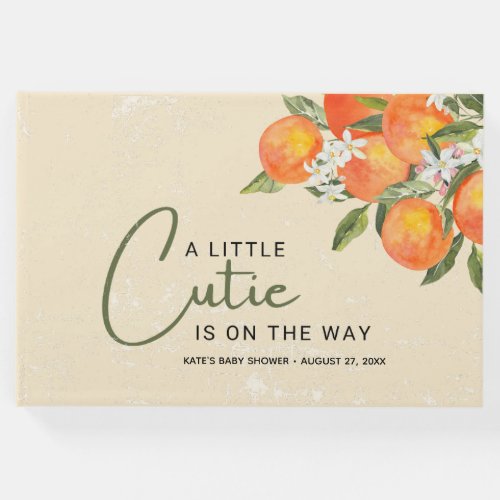 A Little Cutie Is On The Way Citrus Orange Guest Book